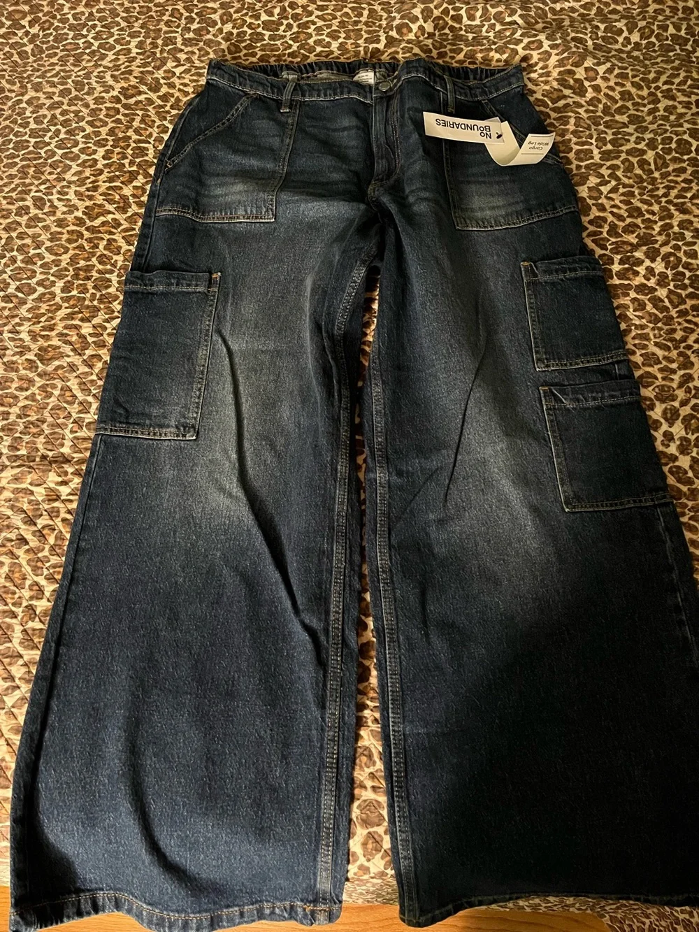 No Boundaries Dark Blue Stretch Denim Wide Leg Jeans - Picture 8 of 12